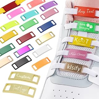 Personalized Shoelace Tags, Custom Engraved Name Logo Metal Shoe Lace Buckles, Customized Text Shoes Clasp ID Tag Decoration Charms Sneaker Gift for Runners Men Women Boy Girls, 2 Pc-100 Pcs
