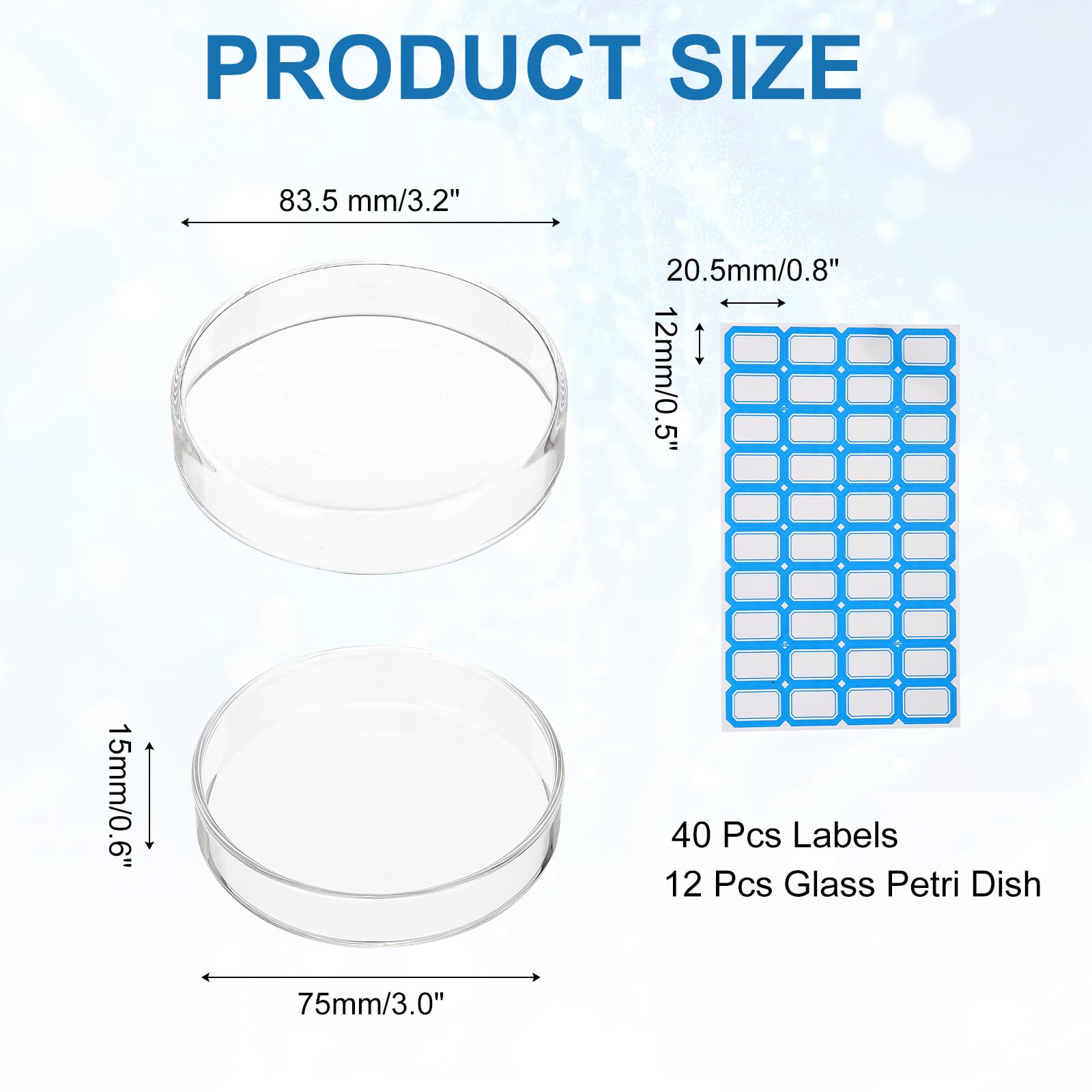 PATIKIL 12 Pezzi Piastre Di Petri In Vetro Con Coperchio, 75 Mm Spessore Vetro Borosilicato Autoclavabile Per Colture Laboratorio Etichette Per Esperimenti Scientifici Progetti