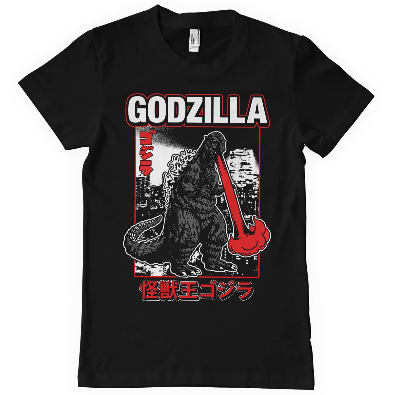 Godzilla Officially Licensed Atomic Breath Mens T-Shirt (Black), X-Large
