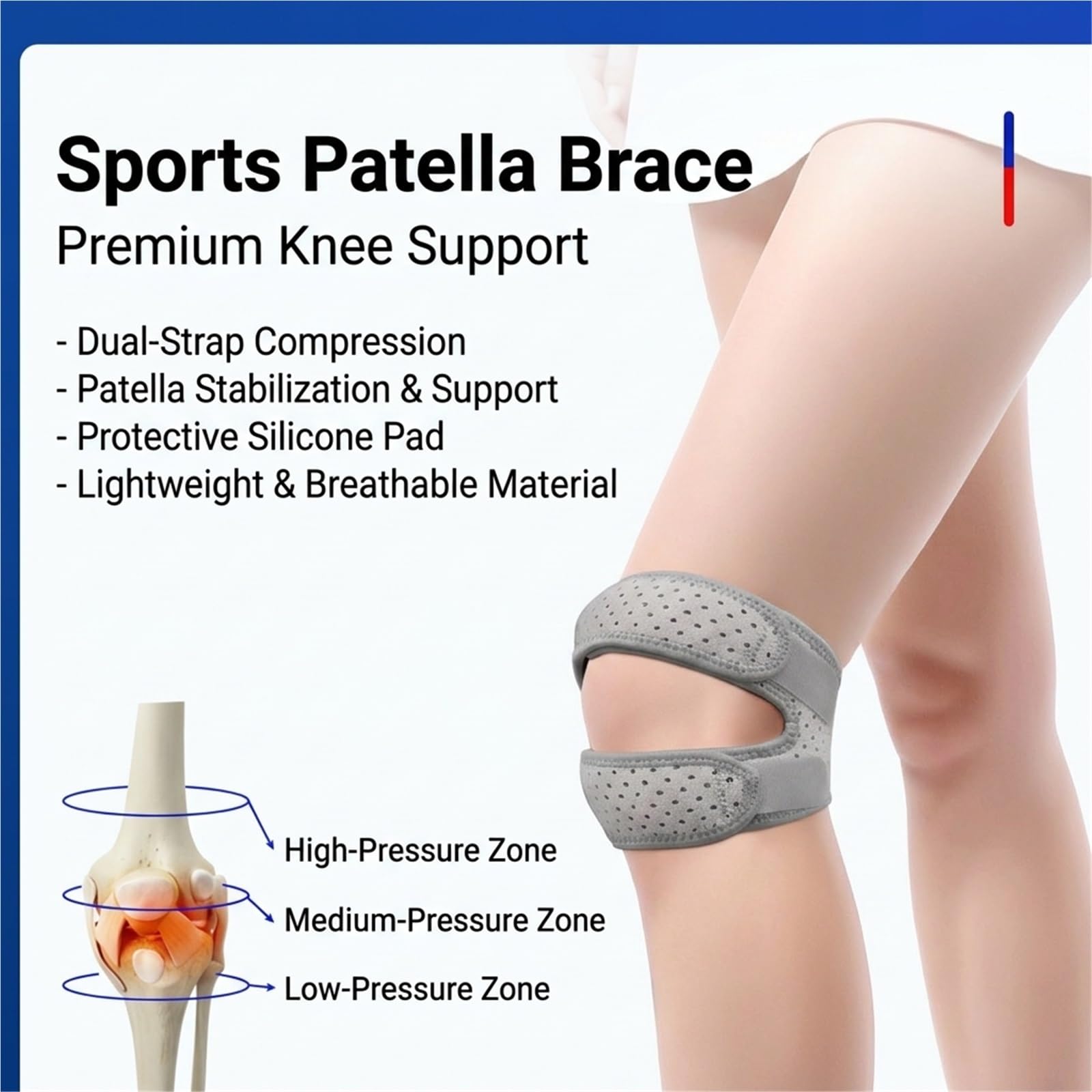 Fascia per ginocchio regolabile per la corsa, tutore per ginocchio a doppia compressione per lesioni al menisco, sollievo da lesioni al legamento crociato anteriore e artrite, supporto per ginocc