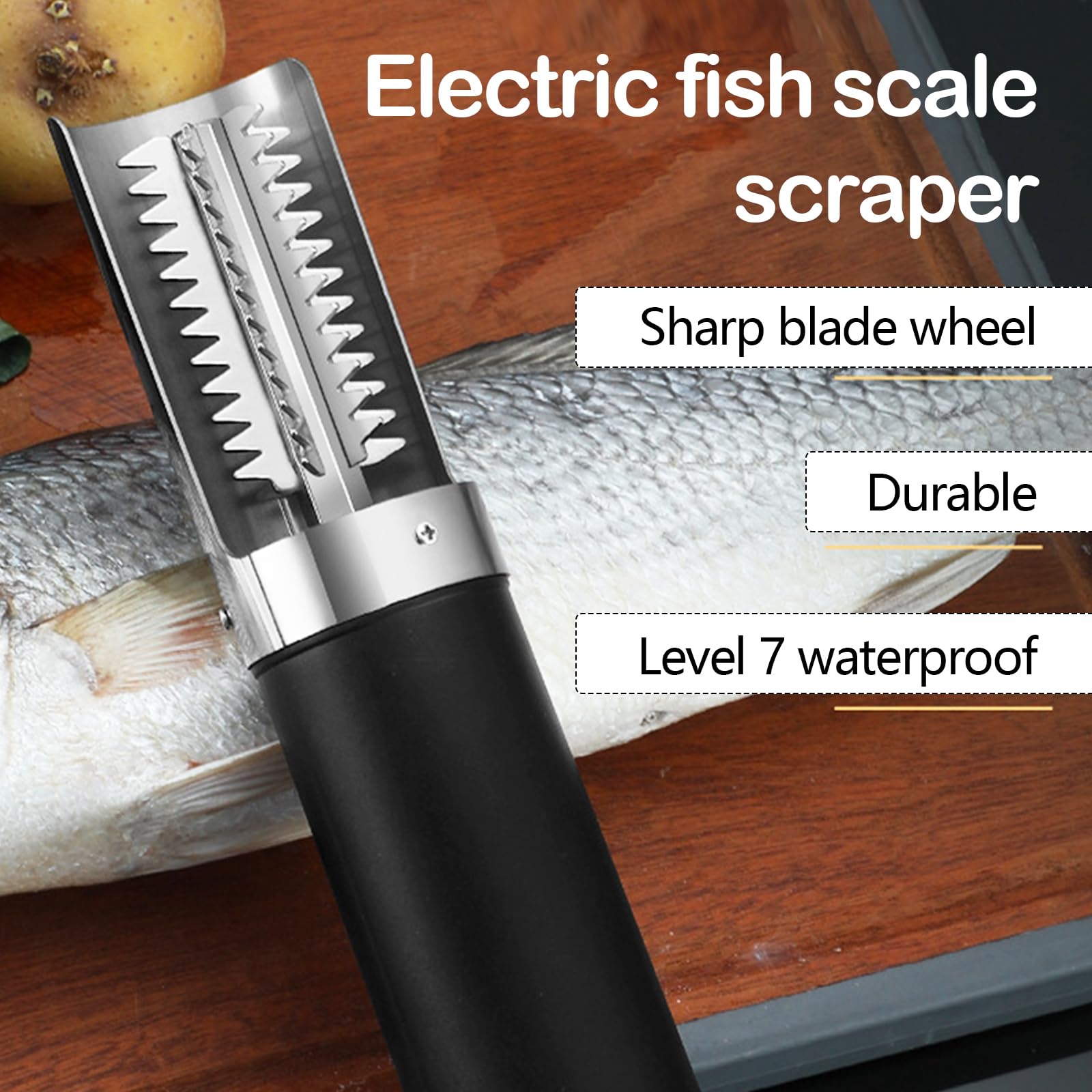 éCailleur à Poisson,125w 3000mah éCailleur à Poisson éLectrique Nettoyeur D'éCailleurs à Poisson éTanche Acier Inoxydable Avec Housse Protection éCailleur Pour Poissonneries Restaurants Cuisines