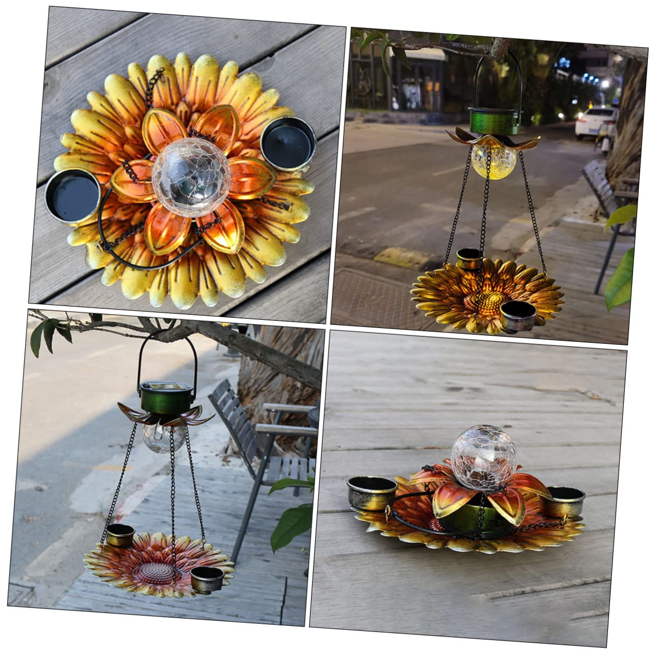 Solarbetriebener Vogelhäuschen mit Kreativer und Dekorativem Lampendesign Hängender Futterspender für Kleine Vögel im Garten für Kanarienvögel und Papageien