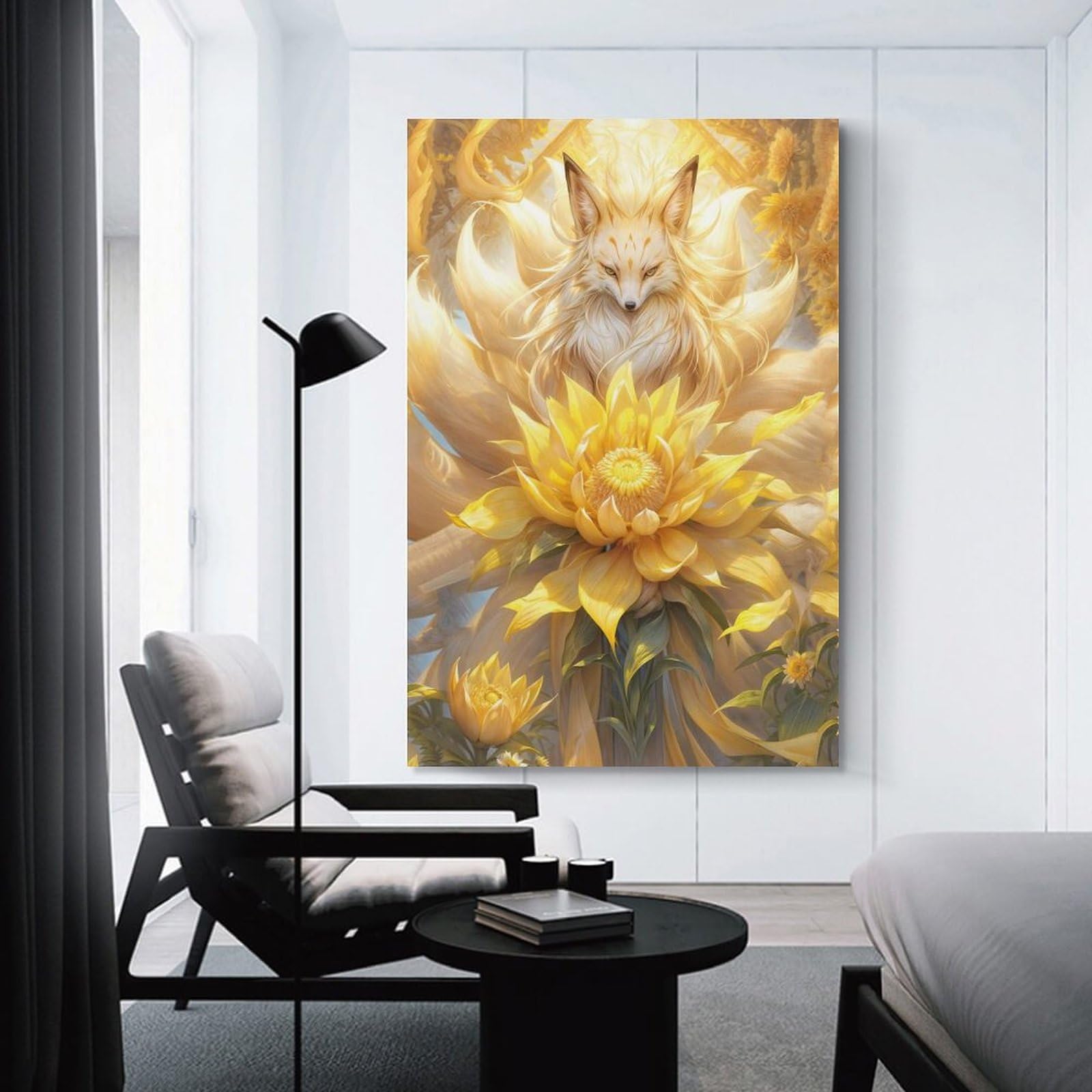 Junmoney Unframe-Style-11 Nine Tailed Fox Canvas Art Print 08X12inch(20X30cm), For Apartment Walls, Studios Or Work Areas, An Easy Choice For New Home Styling