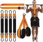 Bandes d'assistance de traction, bande de résistance de service lourd pour barre de traction et bandes de résistance 300lbs, 4 Bandes d'aide à tirer 2 Repose-pieds, poids/taille réglable pour l'entraînement à la force de traction