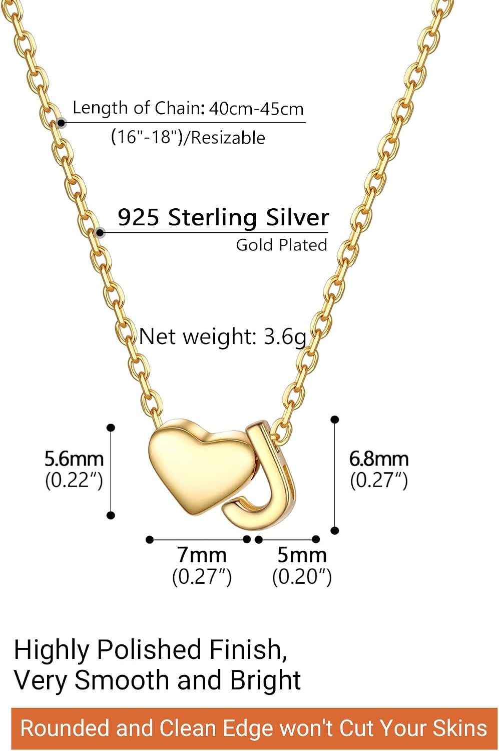 PROSILVER Initial Heart Necklace for Women, 925 Sterling Silver Tiny Heart Letter Necklace Siver, Gold Necklace, Come with Box