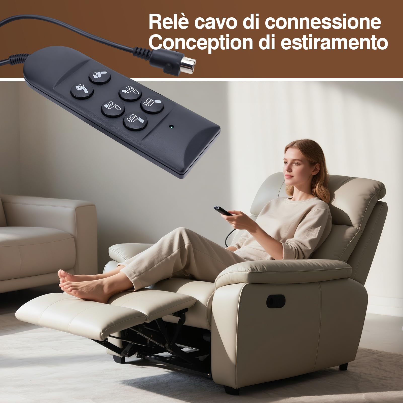 Yosoo Health Gear Remoto Remote Control 6 Pulsanti Controller Manuale della Sedia di Sollevamento Cablato con Cavo a Molla per Divano Elettrico