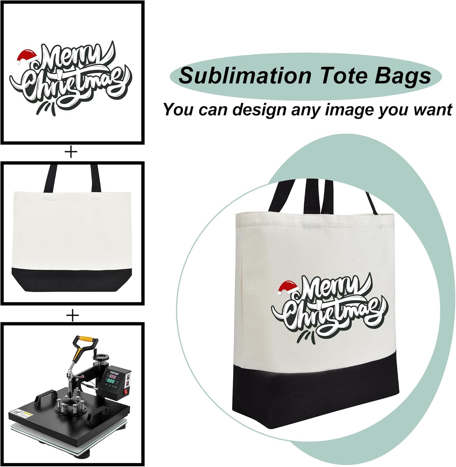 Sublimation Tote Bags Blanks Bulk, Polyester Tote bag for Sublimation, Reusable Widened Washable Canvas Bags for DIY Craft - Image 3