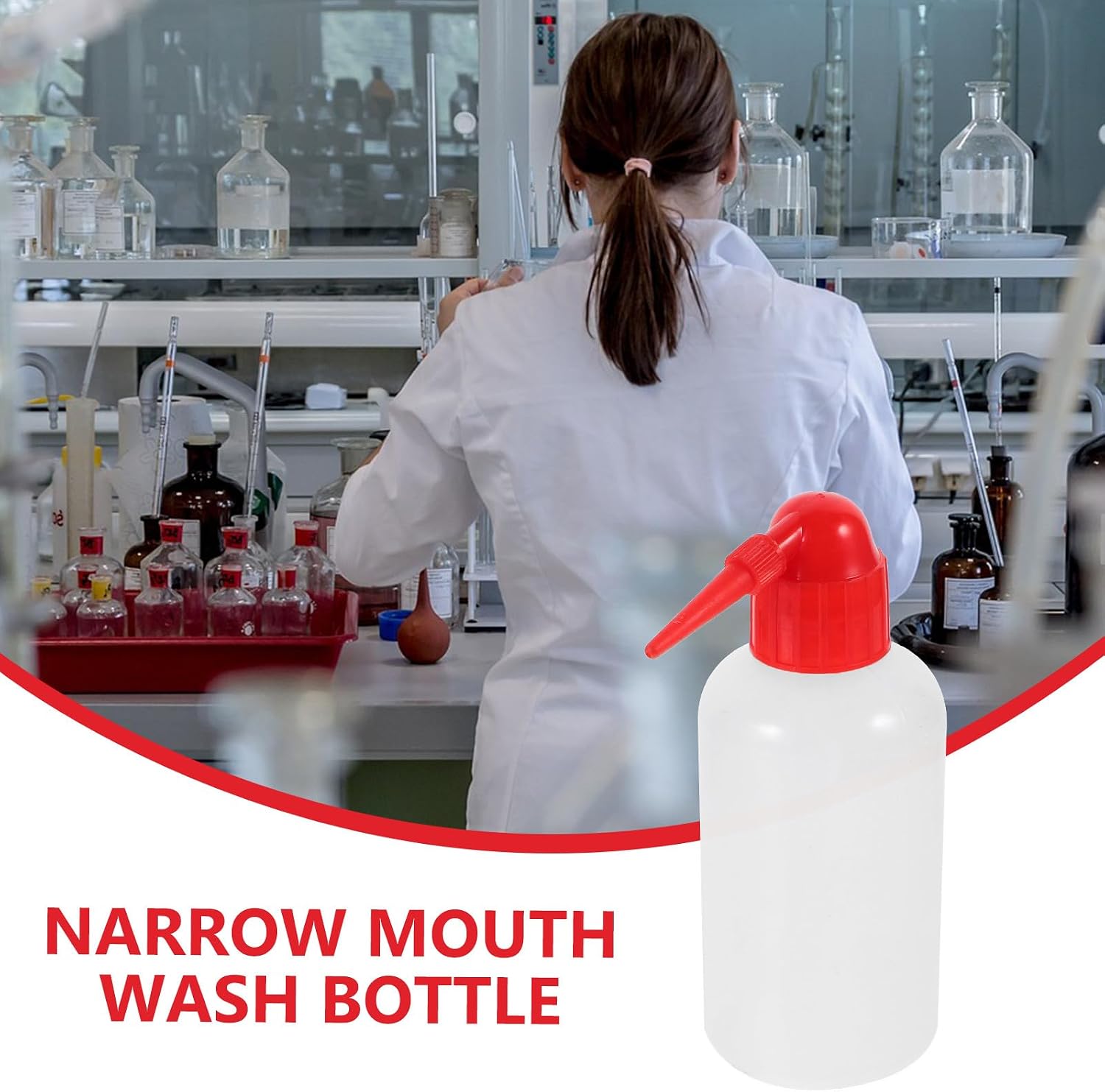 2 Pcs 250ml Graduated Wash Bottles with Narrow Bent Tip, Plastic Laboratory Washing Bottles with Scale for Liquid Cleaning and Portable Lab Use