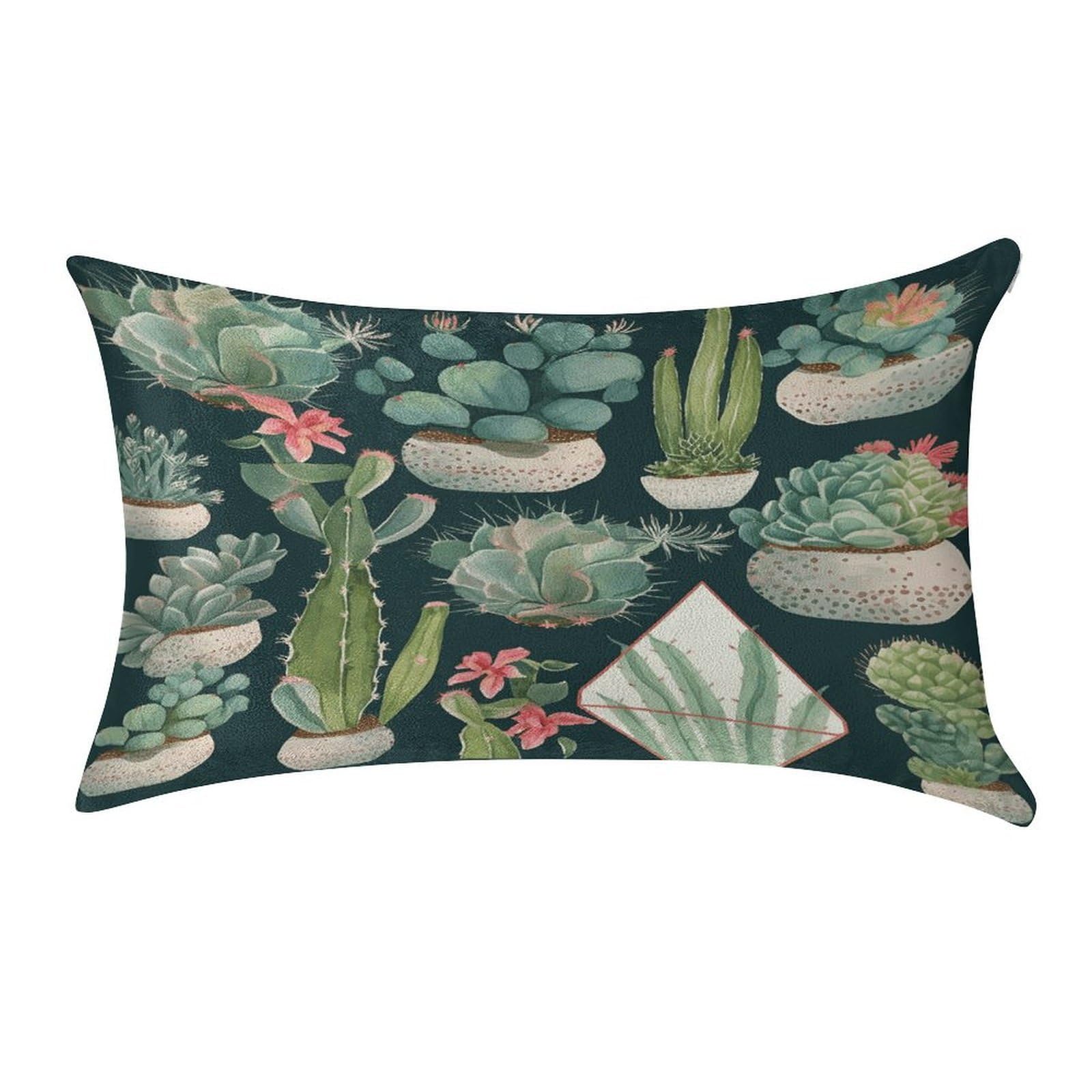 VstaDank Succulent Plants and Cactus Throw Pillow Cover 12"×20" Ultra Soft Pillowcase Cozy Lumbar Pillow Shell Gold Velvet Exquisite Decorative Cushion Sham Protector for Couch Sofa Bedroom