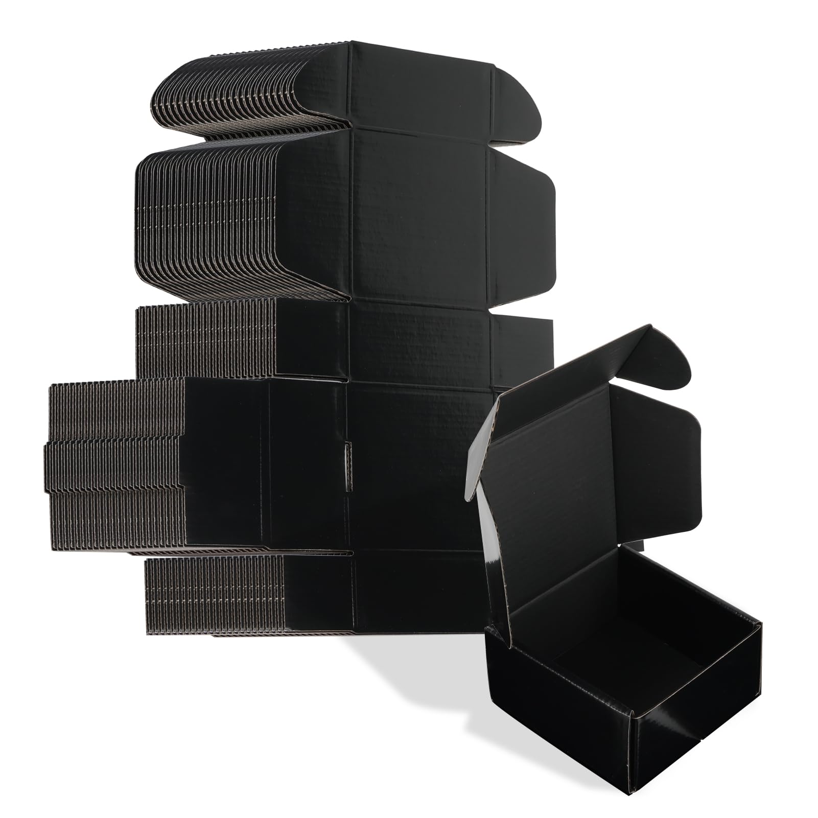 ZBEIVAN 4x4x2 Black Shipping Boxes Set of 50, Corrugated Cardboard Mailer Boxes for Packaging Small Business Mailing Gifts — image 1