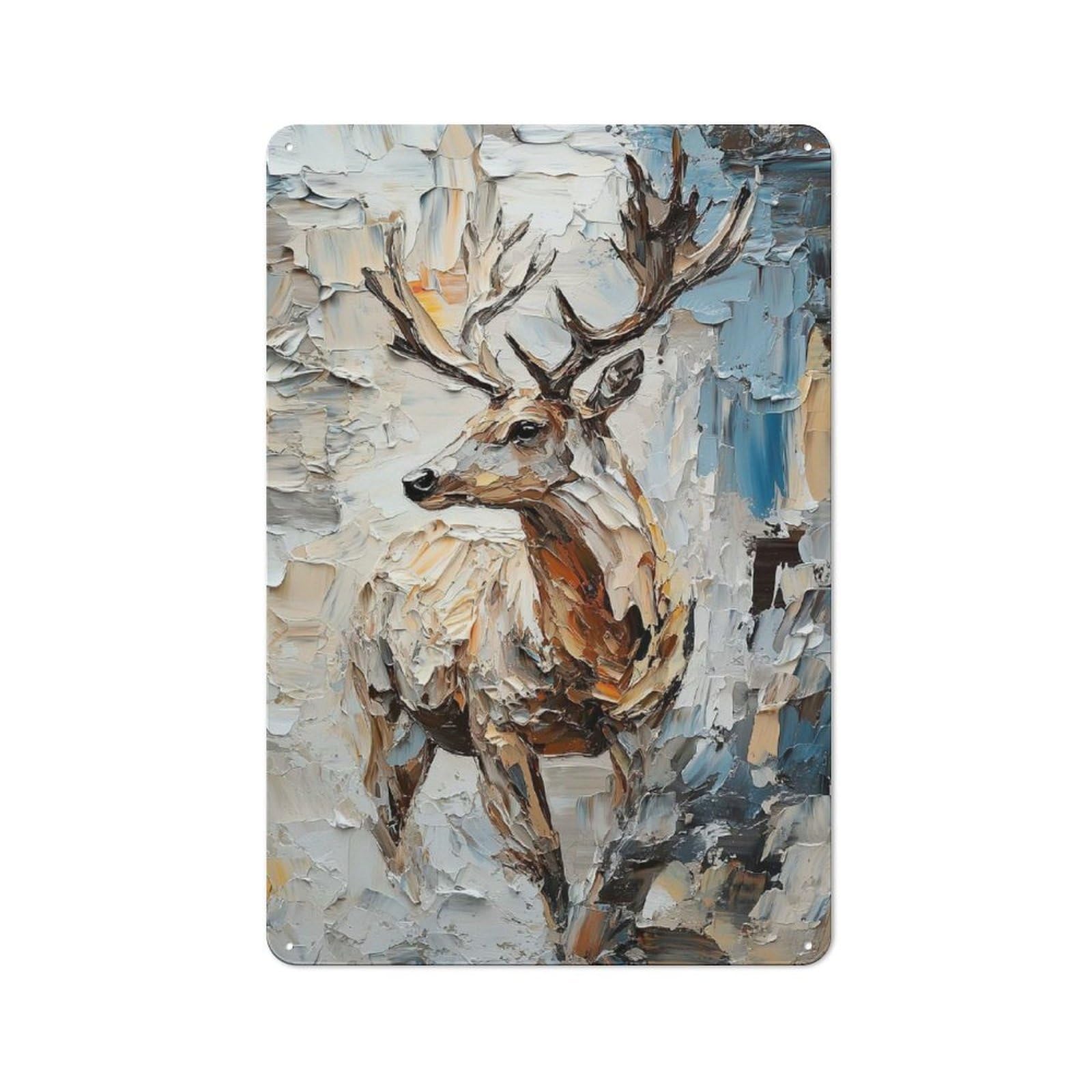 Junmoney Abstract Deer Painting Rustic Tin Sign 30X20cm, Garden Style Garden Room Wall Plaque For Conservatory, Home Bar Or Utility Room