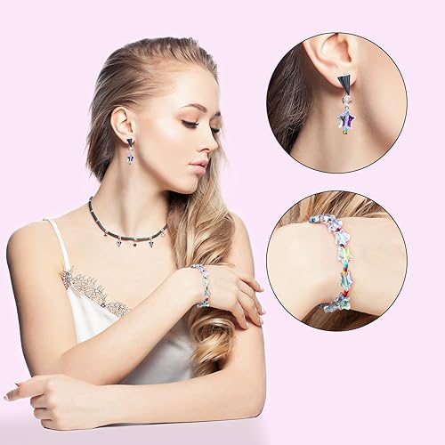 Miniatura 6 de OIIKI 400 cuentas acrílicas en forma de estrella, cuentas encantadoras en forma de estrella, cuentas de acrílico transparente de 0.39 pulgadas para