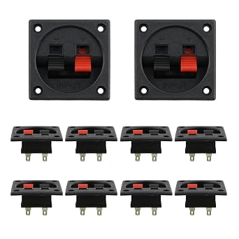 T Tulead 2.24"x2.24" Speaker Box Terminal Cups 2 Positions Spring Clip Speaker Cabinet Binding Post Cups Pack of 10 1.93-Inch Diameter