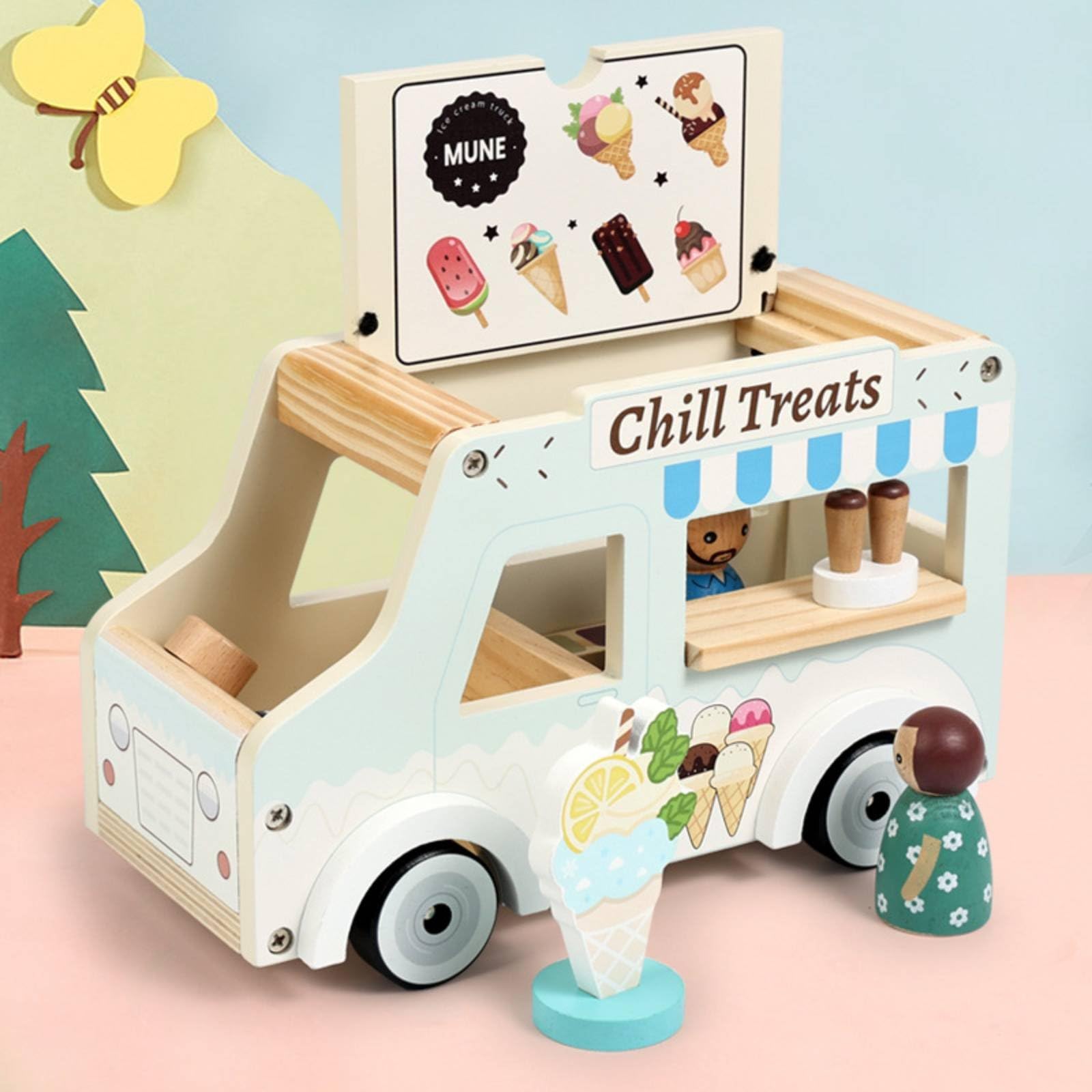 Children Learning Carrello Gelati Giocattolo Girello Carretto Carrellino Design a Carretto con Sportelli E Display Supporta Equilibrio E Imitazione Adatto per Gioco in Casa Cameretta Scuola