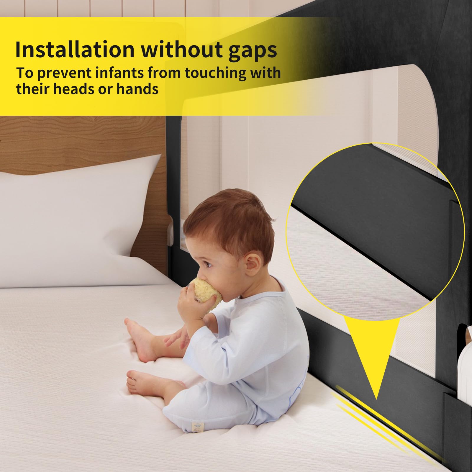 OHMG Barriera di sicurezza per bambini letto 200 cm,Barriera letto per bambini bambini,Sicurezza,Barriera di sicurezza letto,Balaustra di protezione contro le cadute,Sicurezza bambini letto