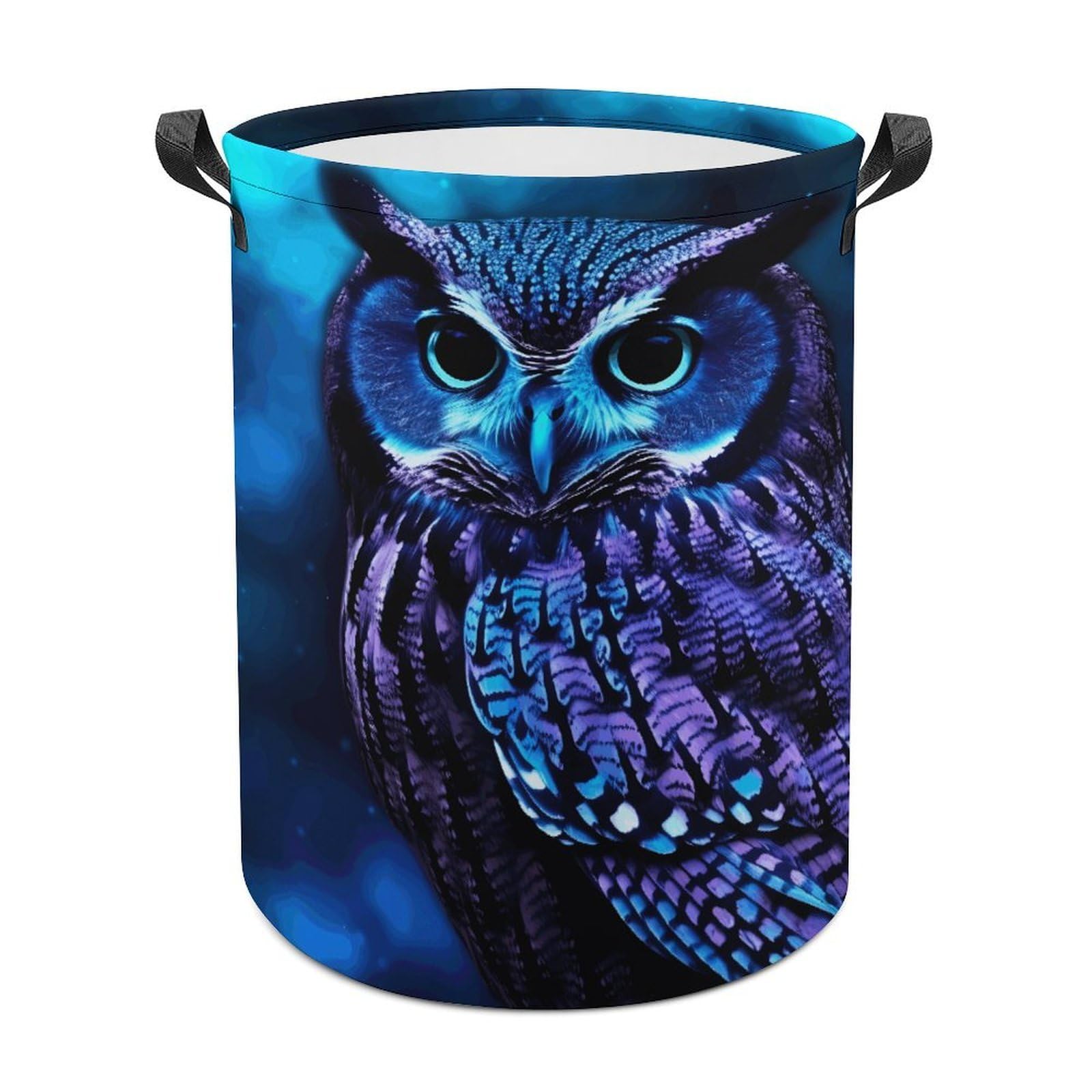 Blue Owl Laundry Basket Freestanding Waterproof Laundry Hamper Collapsible Tall Clothes Hamper with Reinforced Handles Waterproof Laundry Bag for Dorm Bathroom Home 44x35cm