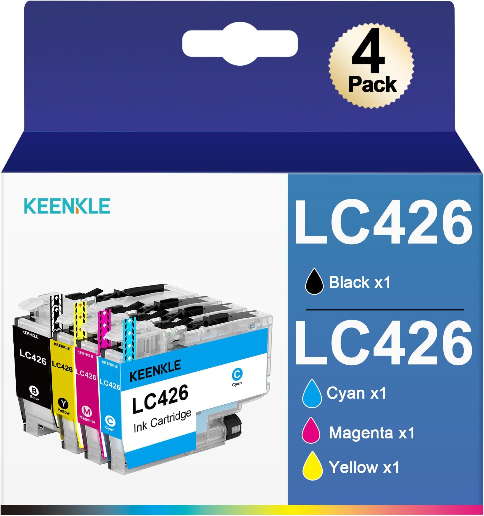 SHUOLEI LC426XL inktcartridges, compatibel met Brother LC-426XL LC-426 cartridges, multipack, hoge capaciteit, voor MFC-J4335DW MFC-J4340DW MFC-J4535DW MFC-J4540DW (4 stuks, zwart/cyaan/magenta/geel