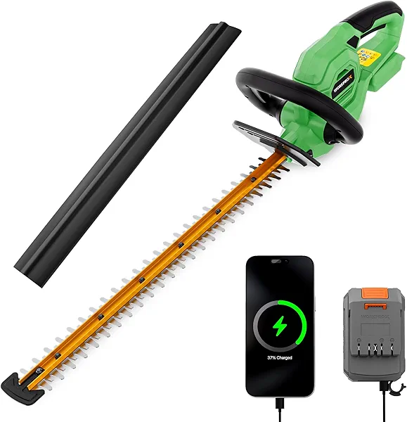 WORKPROX 20V Cordless Hedge Trimmer, Electric Bush Shrub Trimmer, 22" Dual-Action Blade and 3/4" Cutting Capacity with Safety Lock, Great for Garden, Yard, 2.0Ah Battery & Charging Cable Inc