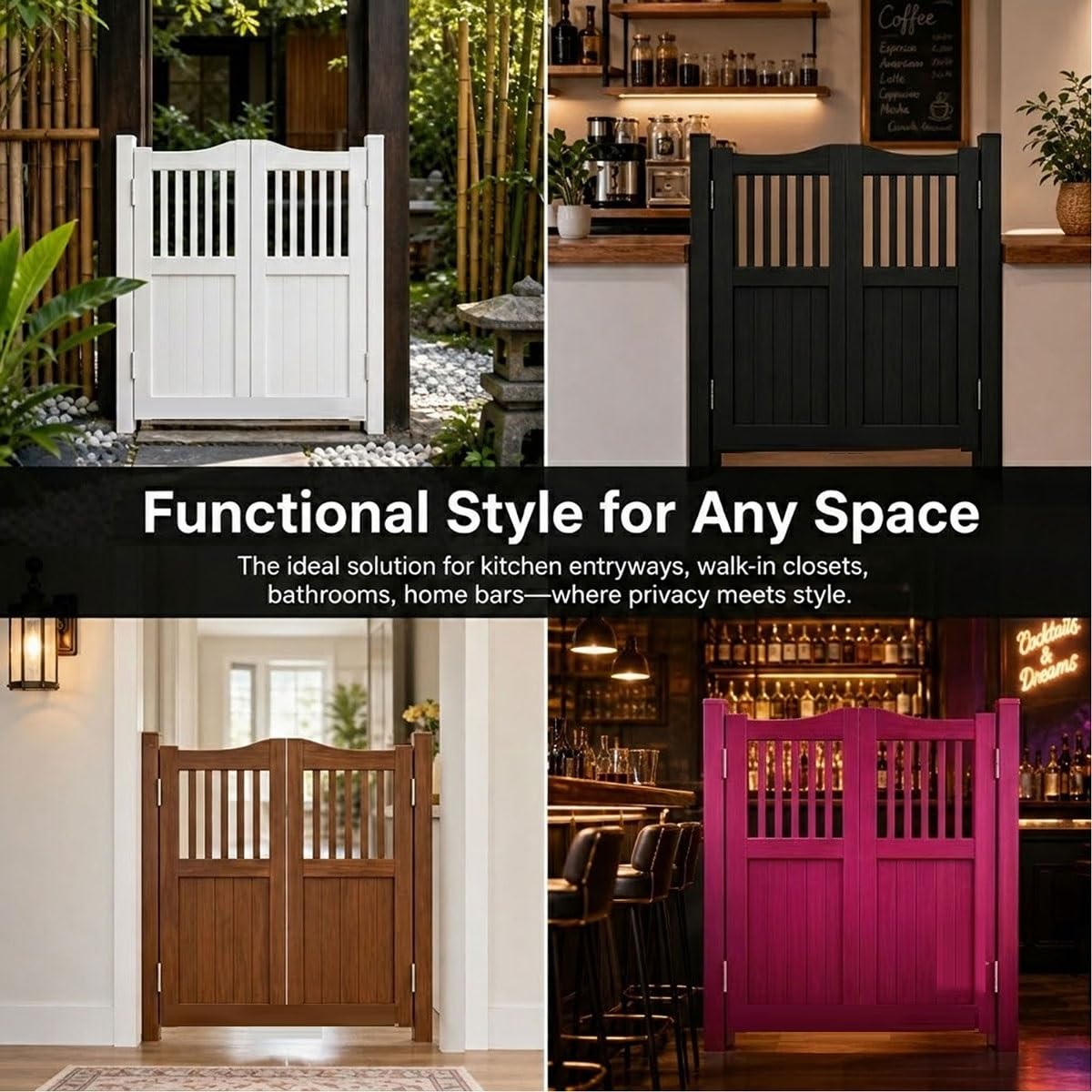 Générique Portes Intérieures Battantes Porte Saloon en Bois, Style Western Cowboy Porte De Séparation, Portes de Grange à Fermeture Automatique, Porte de Bar pour Escalier Salle De Bain Cuisine