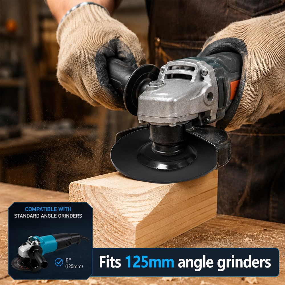 5 Piezas Muela Amoladora Madera Muela Abrasiva, 125mm/75mm Disco Radial Madera Abrasivo, DiáMetro Interior 22,2 mm para Smerigliatrice Angolare Tallar y Desbaste, Negro
