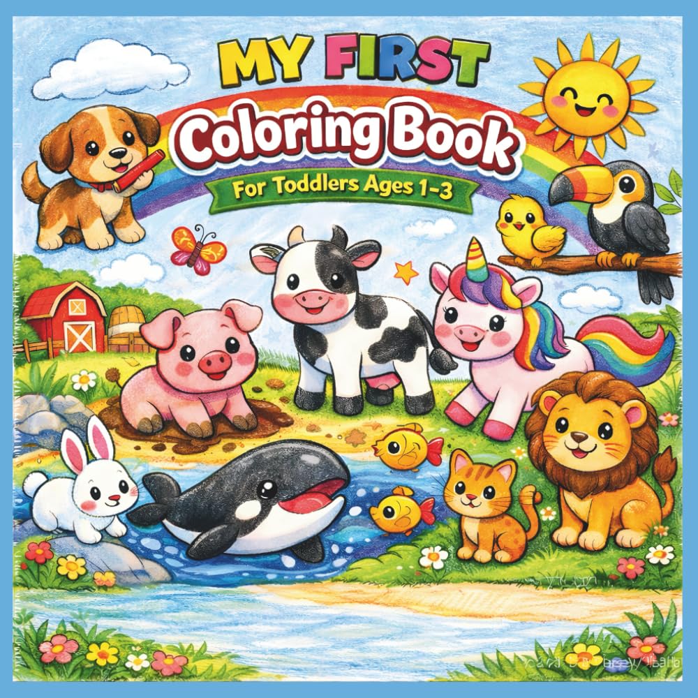 My First Coloring Book for Toddlers Ages 1–3: Pets, Farm Animals, Wild Animals, Ocean Animals & Fun Animals