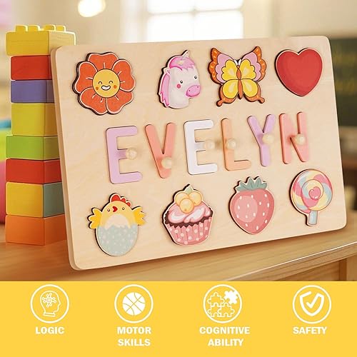 Miniatura 2 de Rompecabezas con nombre personalizado para niños, rellenos de cesta de Pascua personalizados para niñas y niños, juguetes de aprendizaje temprano