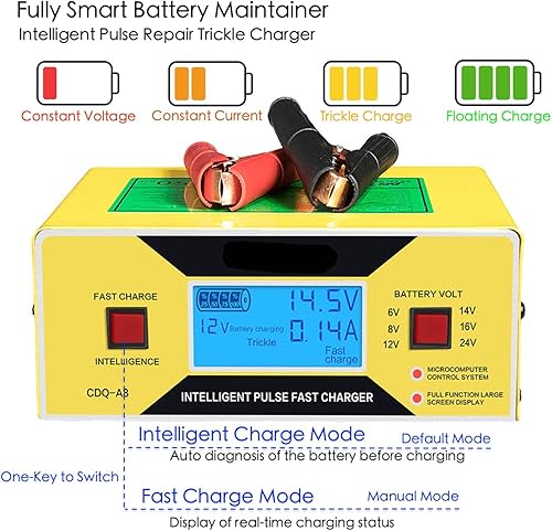 Cargador de batería inteligente automático de 6 V-24 V 0-10 A, portátil, totalmente inteligente, para reparación de pulso inteligente, cargador de