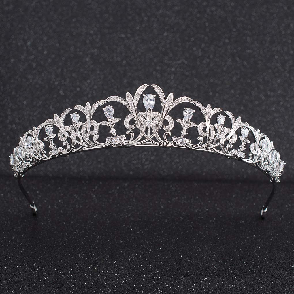 Zirkonia CZ Hochzeit Brautschmuck Tiara Krone Diadem Frauen Haar-Accessoires Schmuck