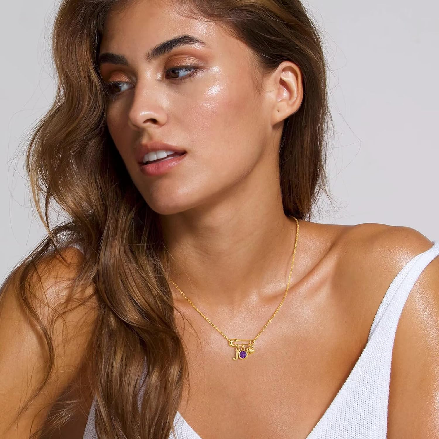 christmas gifts for women - MONOOC 14K gold plated paperclip heart initial necklace