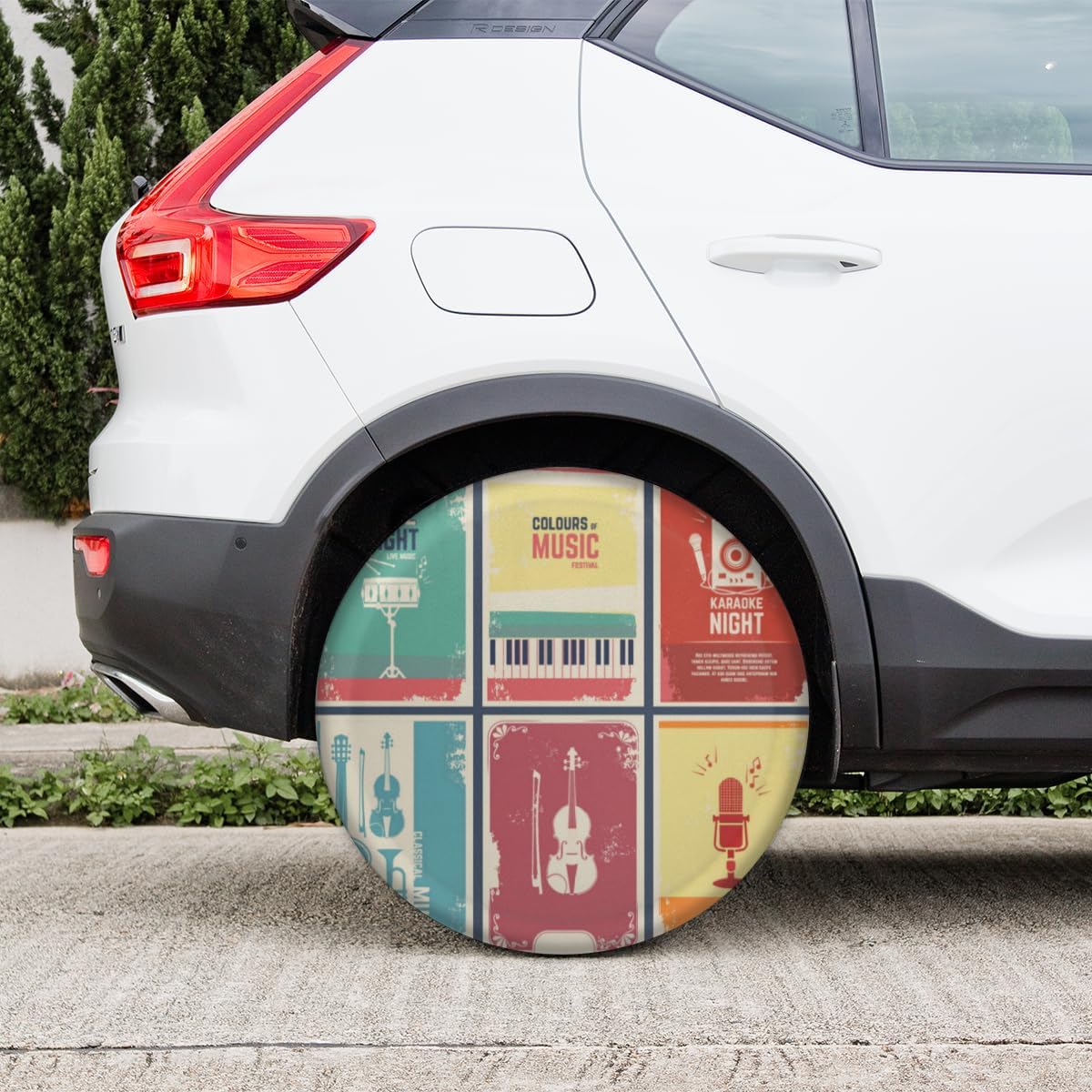 Piano Guitar Violin Tire Covers Portable Spare Tire Cover Soft Durable Waterproof Dustproof Set of 4 Bags 14 Inches for Car Truck SUV Trailer Camper