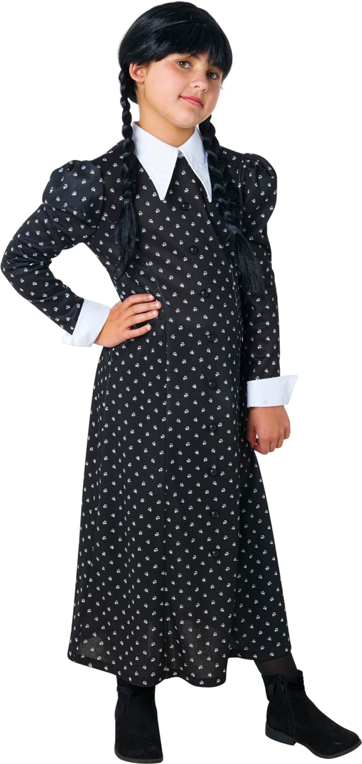 Wednesday TV Series: Wednesday Addams Costume Dress for Kids by Rubies, Girl's Large