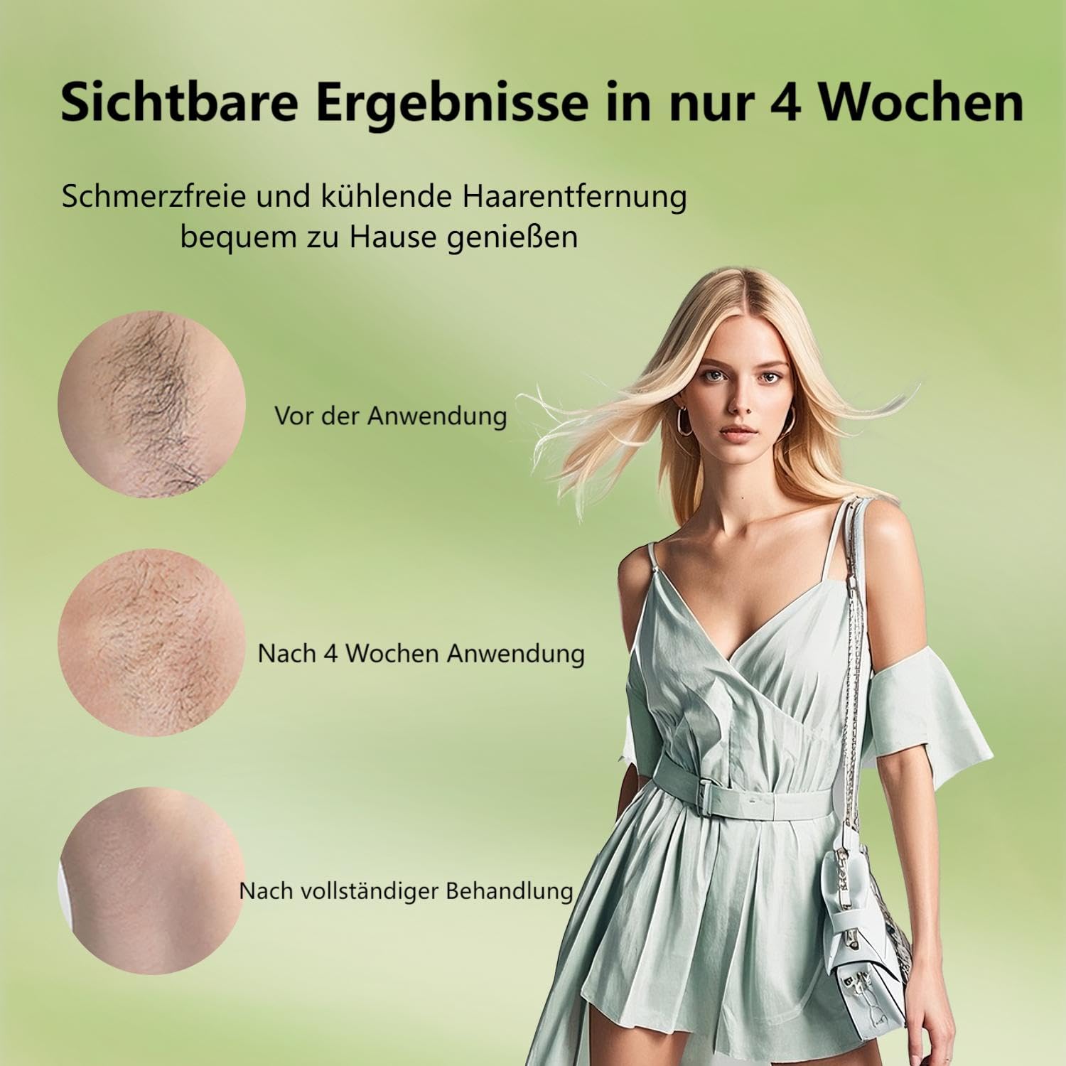 IPL Haarentfernungsgerät schmerzfrei für Damen (Beine, Gesicht, Bikini) | Eispunkt-Kühltechnologie für Arme und Achseln als perfekte Vorbereitung auf den Sommerurlaub