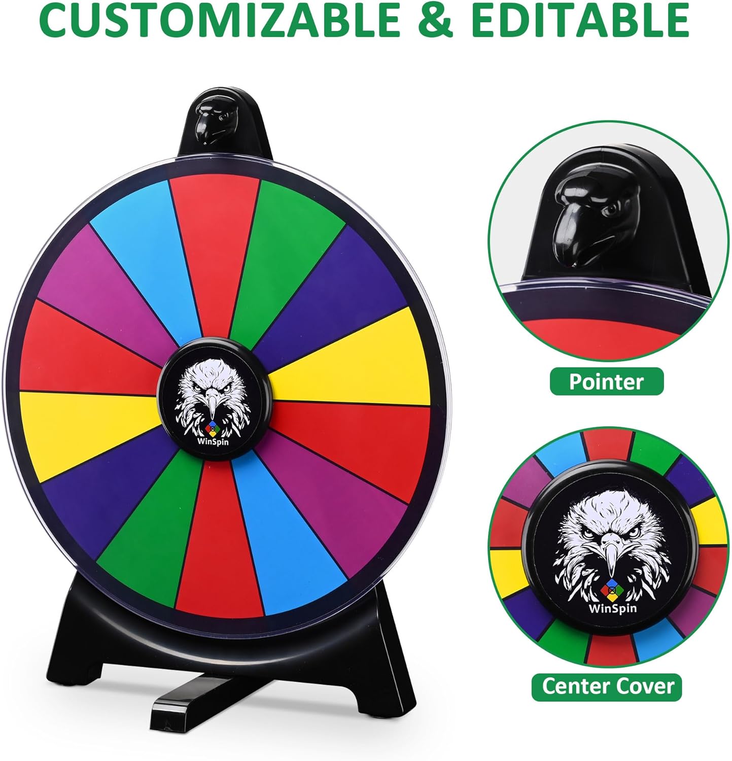 WinSpin 12" Prize Wheel 14 Slots Spinning Game Tabletop Fortune Game Eagle