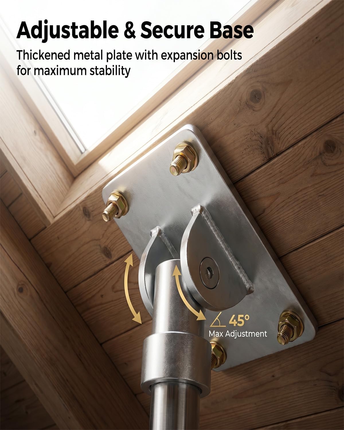 Pole Dance Ceiling Fixed Plate, Universal Top Plate for 45mm Dance Poles | Fits 45mm Dance Poles & Slanted Ceilings: Rectangular mount for permanent ceiling installation with secure hold