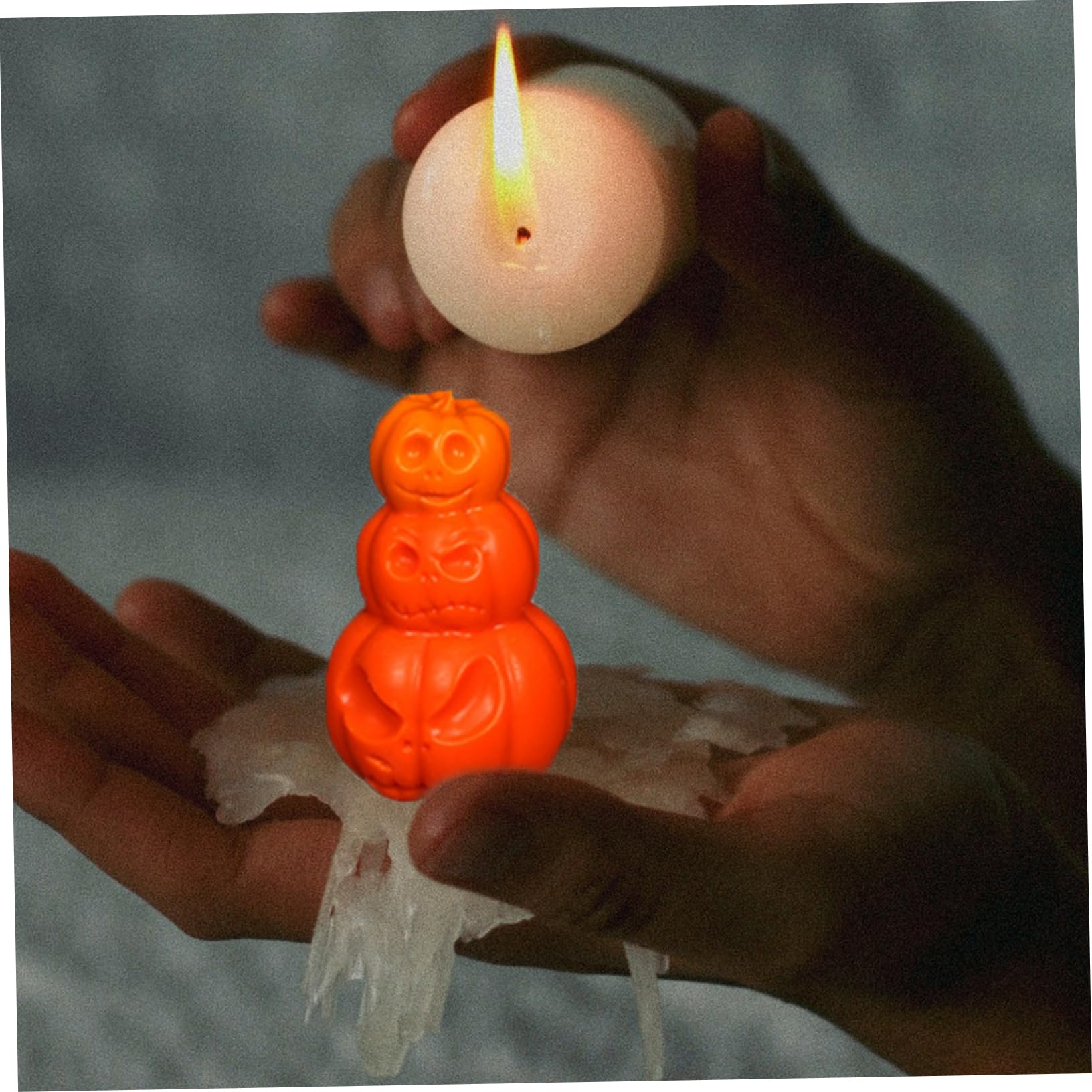 DOITOOL 4 Stück Halloween Silikonform für Diy Kürbis Gesichtskerzen Wiederverwendbare Gießform Flexiblen Silikon Einfach zu Entformen für Halloween Dekorationen und Handgemachte Kerzen