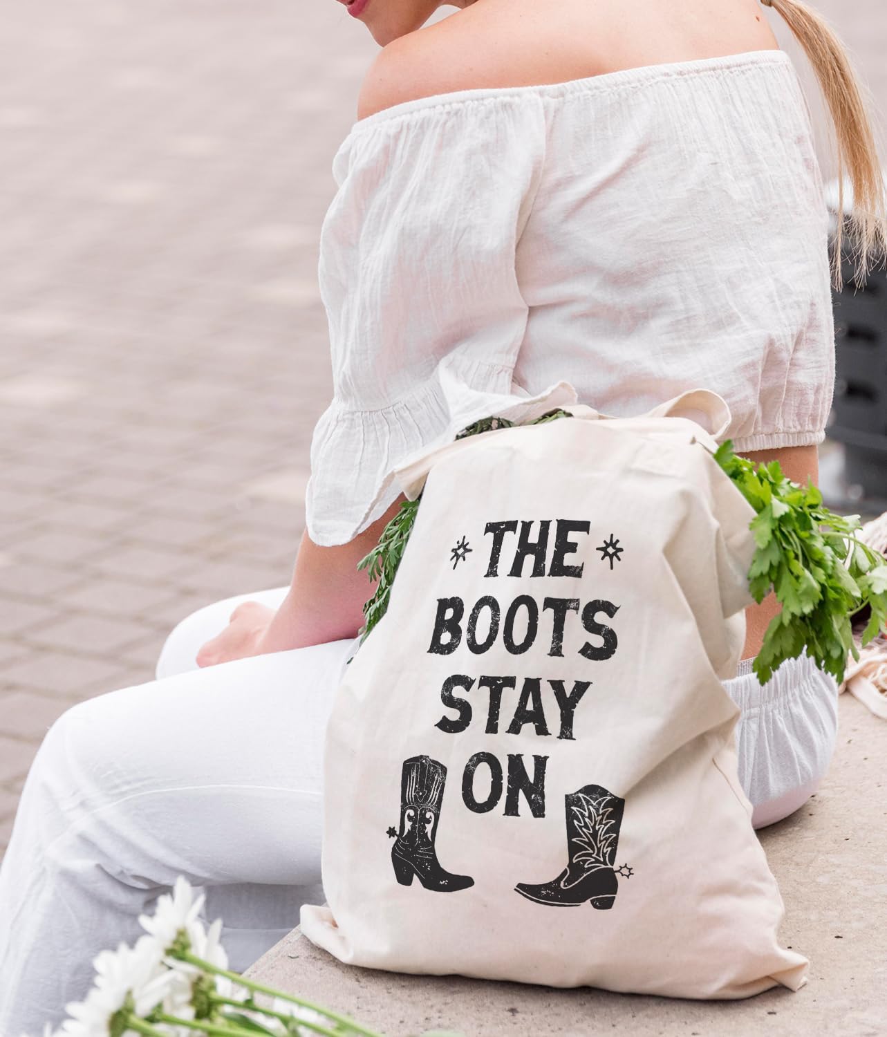 Western Canvas Tote Bag for Women, Western Gifts for Women, Cowgirl Gifts, Western Stuff for Women, Cowgirl Stuff, Cowgirl Boots Western Tote Bag, Reusable Grocery Bags Shopping Bags - Image 3