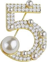 Lucky Number Five Rhinestone Bling Celebrity Fashion Jewelry Designer Inspired Statement Pin for Women
