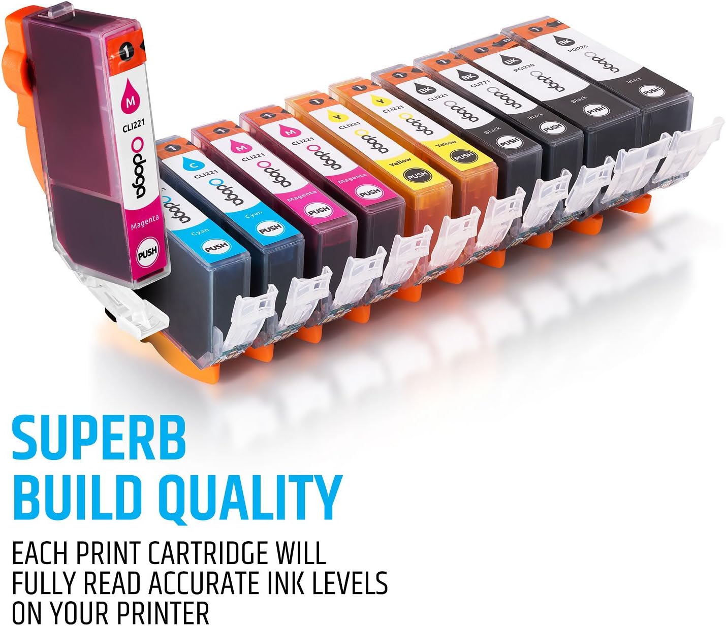 Odoga Compatible PGI-220 CLI-221 Ink Cartridge Replacement for Canon Pixma MX870 MP560 MP620 MX860 iP3600 iP4600 iP4700 MP990 MP980 MP640 [2 XL Black, 2 Black, 2 Cyan, 2 Magenta, 2 Yellow] - 10 Pack