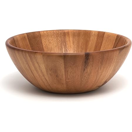 Lipper International Acacia Round Flair Serving Bowl for Fruits or Salads, Large, 12" Diameter x 4.5" Height, Single Bowl