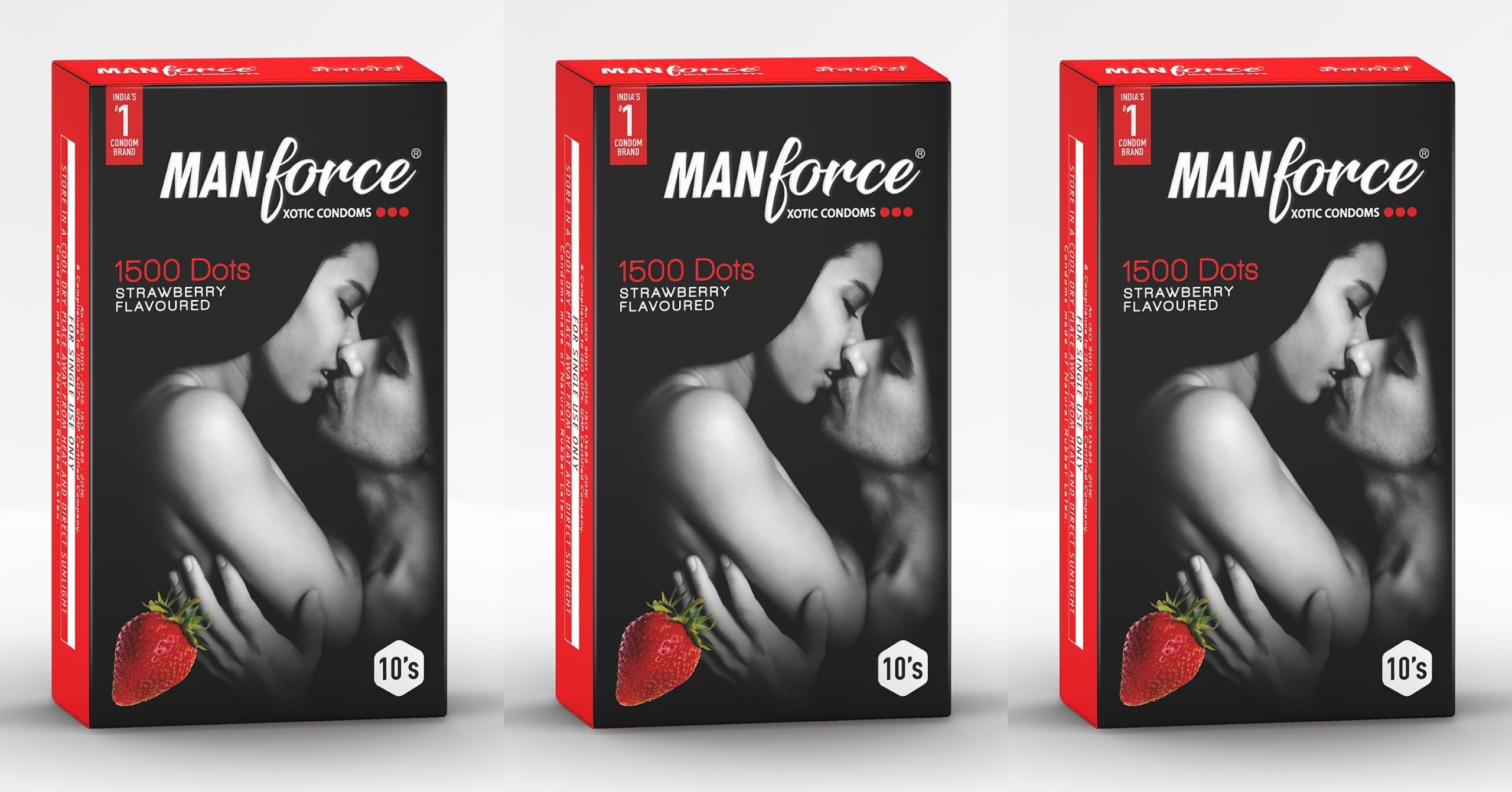 Manforce Xotic Strawberry Flavored Condoms for Men - Multi-Textured Dotted and Ribbed Design, Aromatherapic Premium Latex - Pack of 10 x Pack of 3-image-35