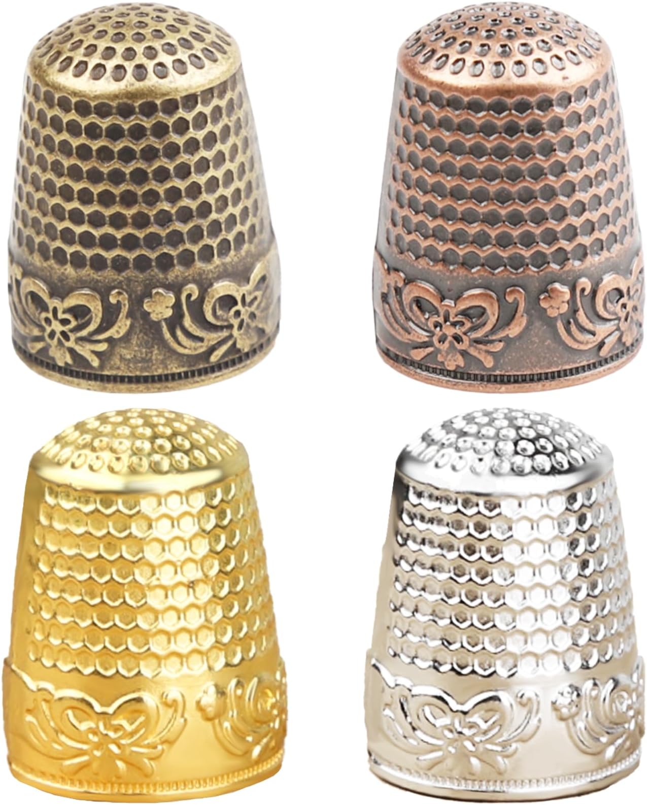 BLMHTWO 4 Pieces Sewing Thimble, Metal Thimbles for Hand Sewing Finger Protector Sewing Thimbles for Fingers Thimbles for Hand Embroidery, Accessories DIY Sewing Tools