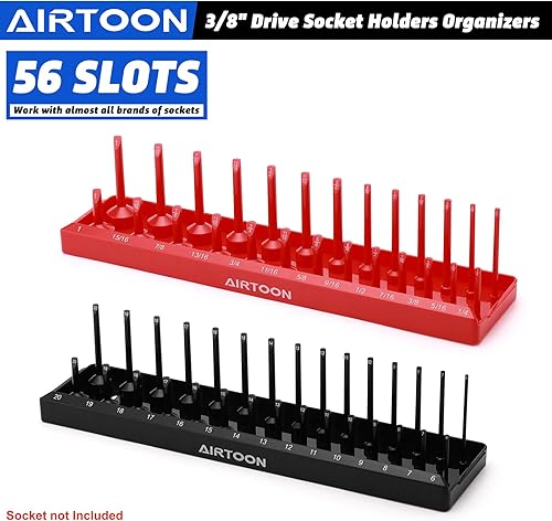 Miniatura 7 de AIRTOON Bandejas organizadoras de llaves de vaso de 38 pulgadas, juego de 2 bandejas SAE y métricas, organizadores profundos y estándar para caja de