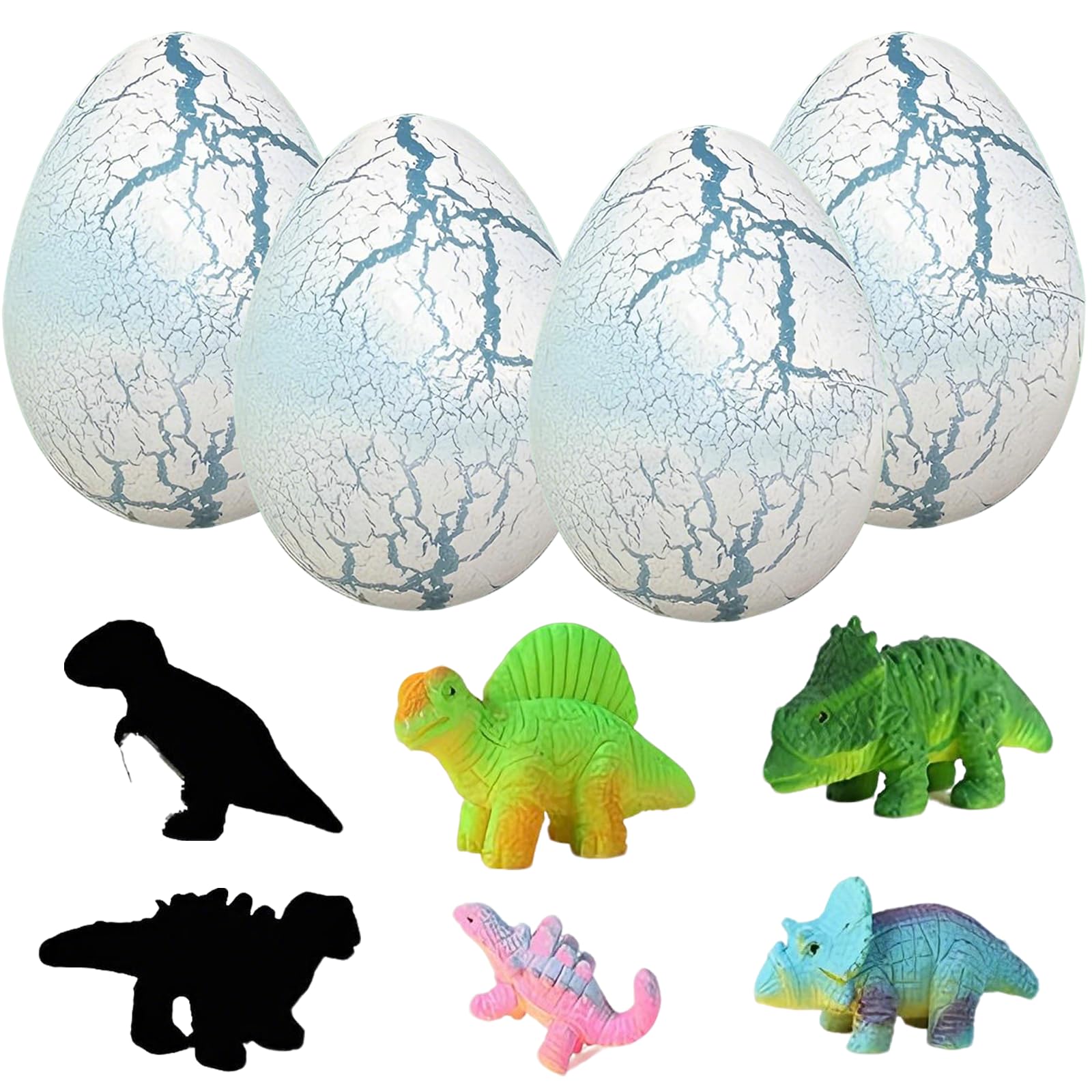 Mtbricey 4Pack Dinosaur Hatching Rainbow Eggs Blind Box Grow Up to 20-23cm in Water TPR Material Dinosaur Egg Toys Fun Science Play Set for Boys Girls Birthday Party Favor