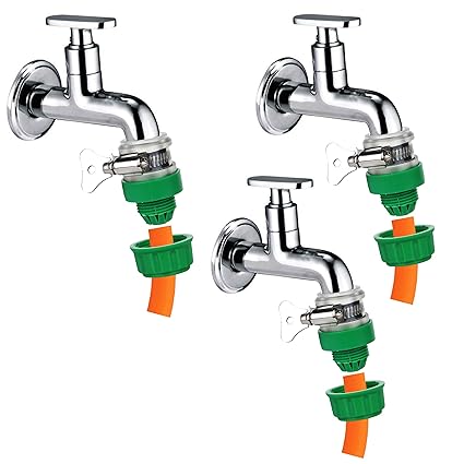 Garbnoire Heavy Duty Hose Pipe Fitting Standard Size 1/2'' Tap Connector For Garden Water Pipe, Car, Bike Washing Accessories| Universal Adjustable Adapter Suitable Connecting Hose Pipe Green (Pack of 3)