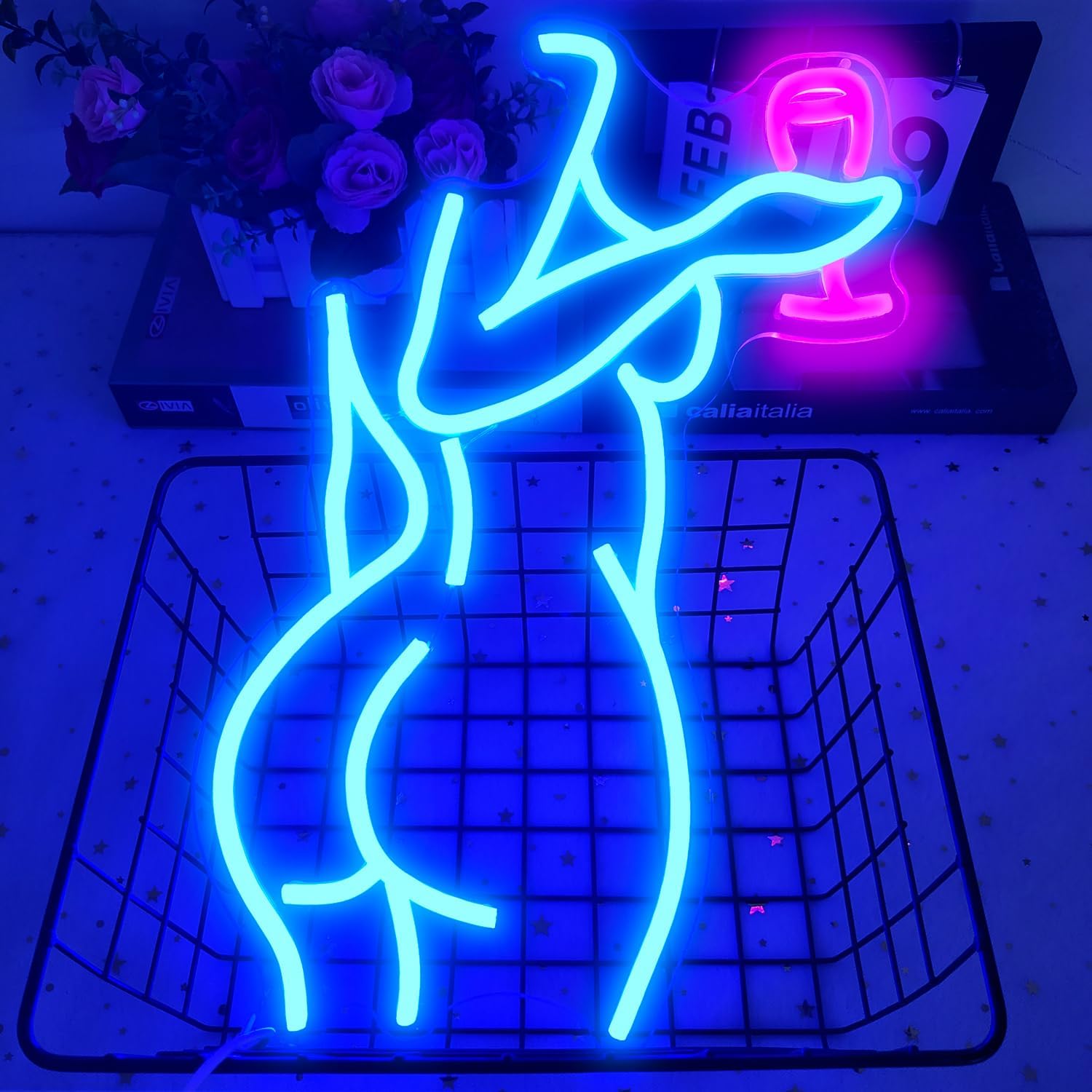 Ajoyferris Lady Back Neon Sign Dimmable LED Lady Sign Woman Neon Sign Sexy Lady Neon Signs for Bedroom Man Cave Bar Store Home Party Art Decor Gifts(16X11 inches,Blue) - Image 3