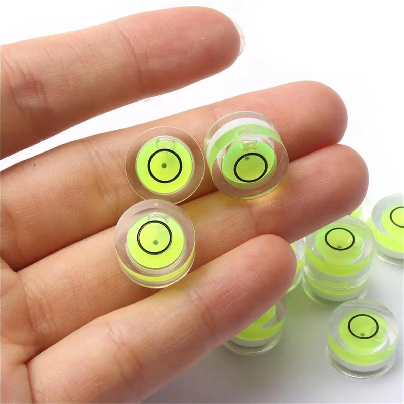 10 Uds. Nivel de burbuja redondo de 14x8mm Mini nivel de burbuja instrumento de medición de nivel de diana herramientas círculo de nivel de burbuja de disco adhesivo | 10Pcs 14x8mm Round Bubble Level Mini Spirit Level Bullseye Level Measurement Instrument