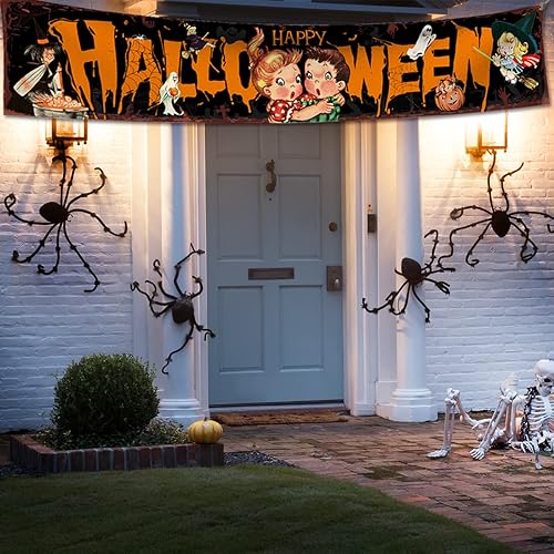 Miniatura 2 de Cartel vintage de feliz Halloween  Letrero de fiesta de Halloween, calabaza espeluznante, decoración al aire libre, pancarta vintage para Halloween,