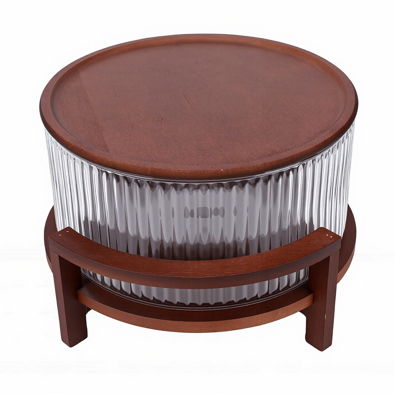 Tnfeeon Soporte y Tapa de Madera Cuenco a Prueba de Calor de 4,3 L para Servir Ensalada de Frutas Ensaladera de Vidrio para Cenar en Casa con Ensaladera de Vidrio