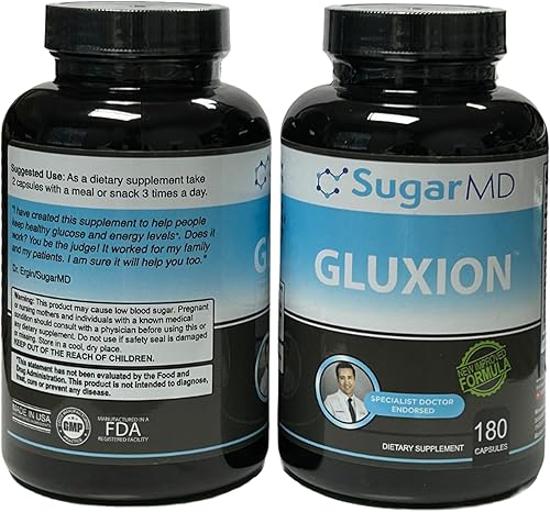 SugarMD GLUXION 3X Strength Formula | Advanced Botanical & Nutrient Blend for Spike Control| Vegan, Non-GMO, 180 Capsules
