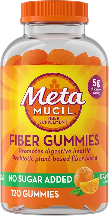 Metamucil Fiber Gummies for Adults, No Sugar Added Orange Flavor, 5g Prebiotic Plant Based Fiber Supplement Blend, 120 Count Metamucil Fiber Gummies for Adults, No Sugar Added Orange Flavor, 5g Prebiotic Plant Based Fiber Supplement Blend, 120 Count